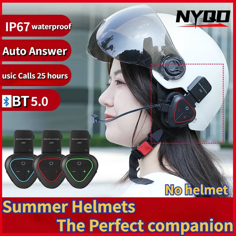 

LX1 Motorcycle Summer Helmet Special Bluetooth Headset Portable CVC Smart Noise Cancelling Waterproof Takeaway Headset Blue