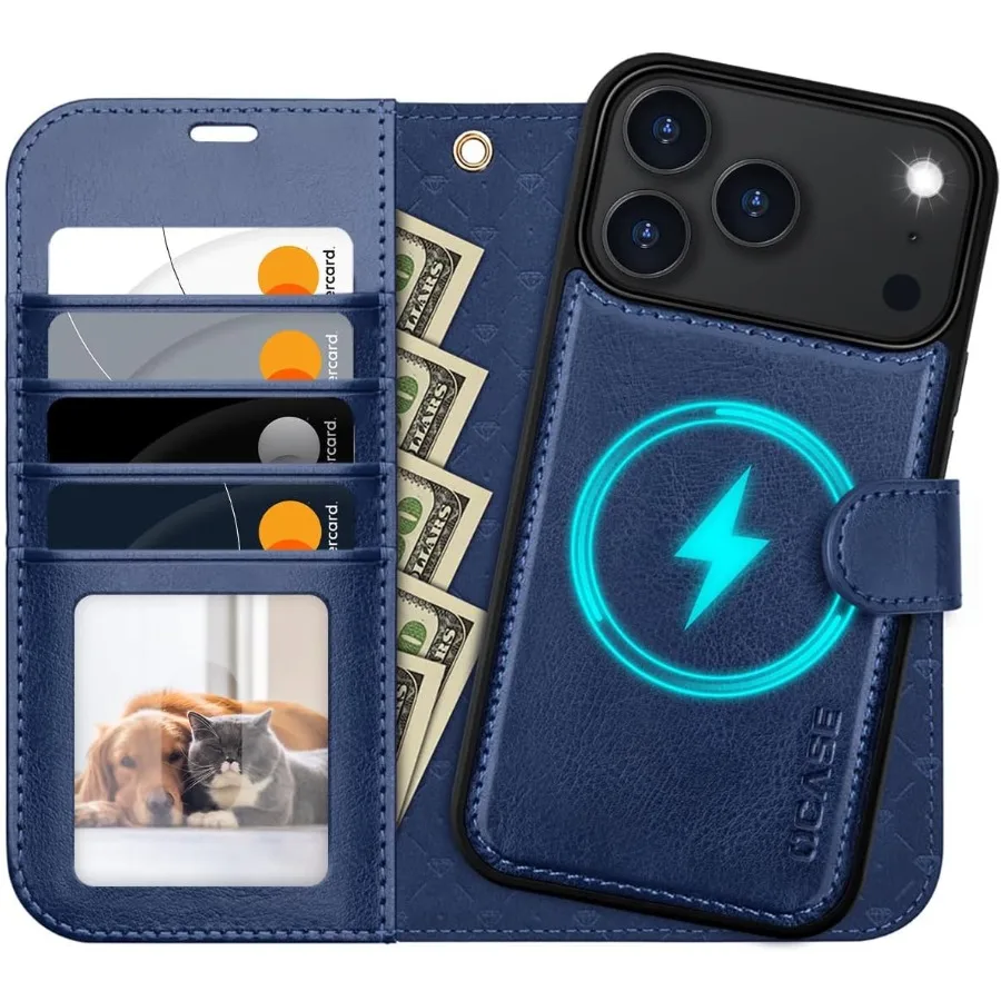 

For iPhone 17 Pro Max Detachable Wallet Case with Card Holder 2 in 1 PU Leather Flip Folio with RFID Blocking Stand Wrist