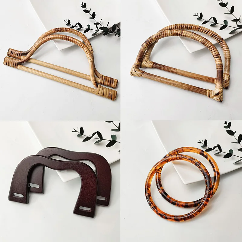 

Wholesale Rattan Bag Handle Purse Frame Wood Obag Handbag Accessories Guangzhou Factory Supply Handmade Bag Hanger Handles