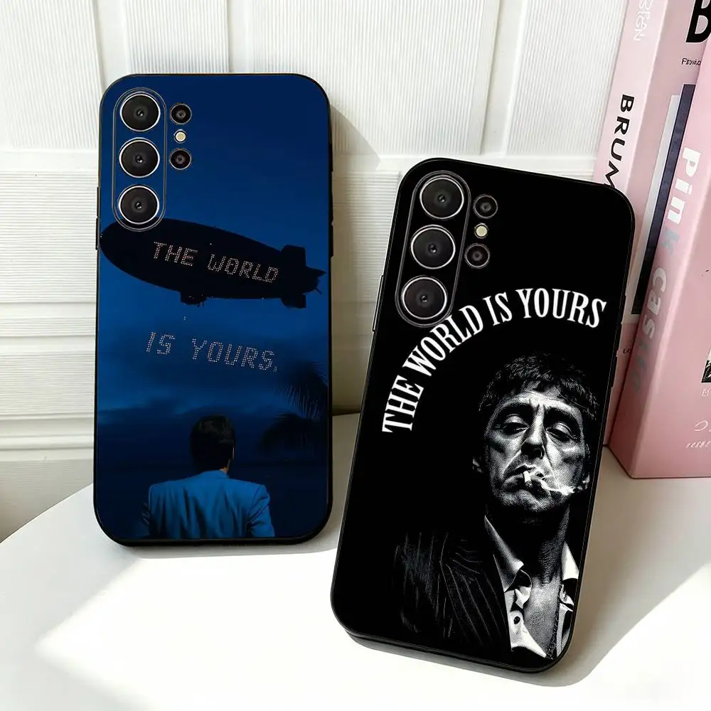 S-Scarfaces  The World Is Yours Soft Silicone Case for Samsung S26, S24, S21, S22, S23, S30, Ultra,  Plus, FE, Lite-Black