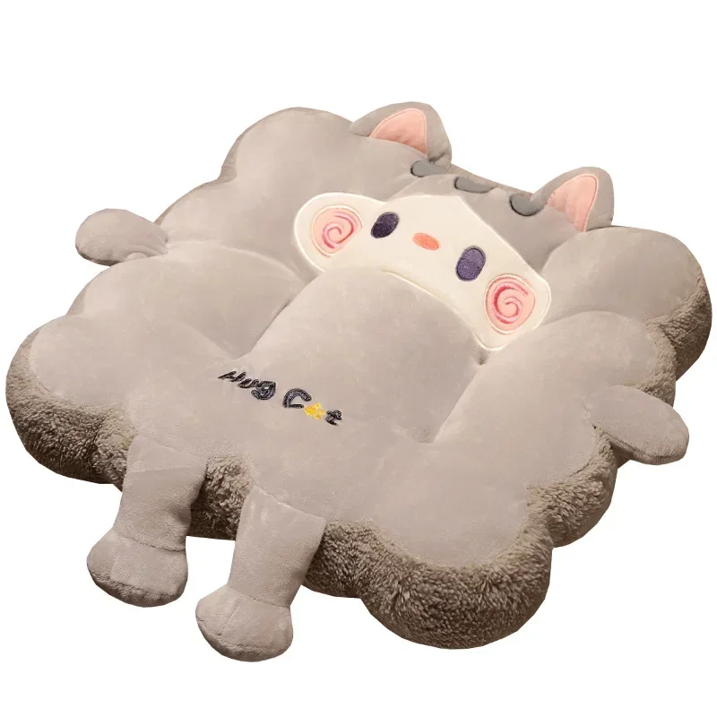 40CM Cute Cartoon Cushion Kitten Plush Pillow Toy Soft Thick Bay Window Tatami Bedroom Floor Cushion Office Chair Cushion Gift