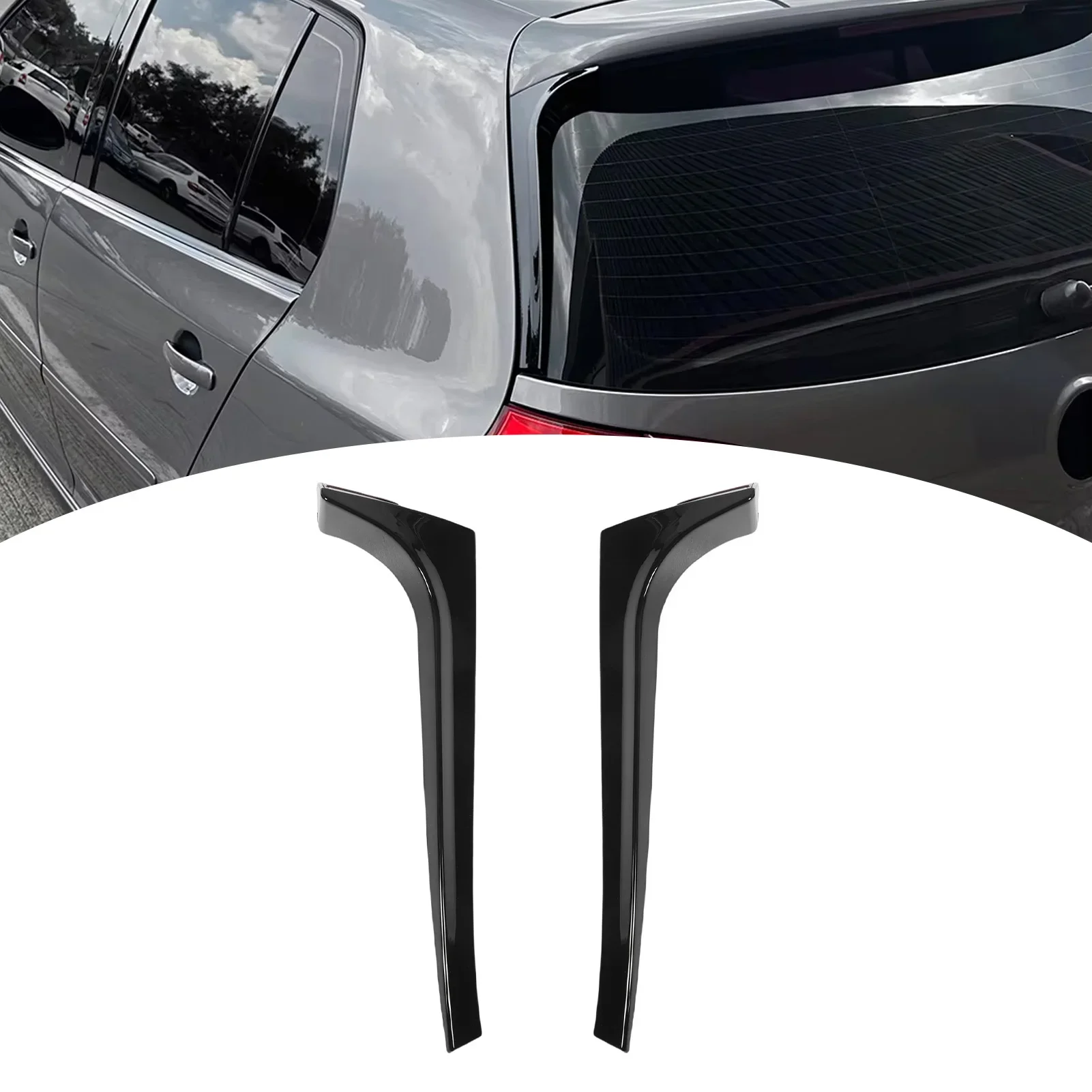 Par de spoiler lateral da janela traseira, capa de asa, aparência esportiva, divisor lateral da janela traseira para vw golf 5 mk5 r32 2003-2008 brilhante