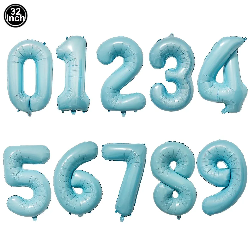 32 بوصة اللون أرقام كبيرة بالون 0 1 2 3 4 5 6 7 8 9 الوردي الأزرق عيد ميلاد الكرة أرقام العازبة بالونات الطرف الديكور #3