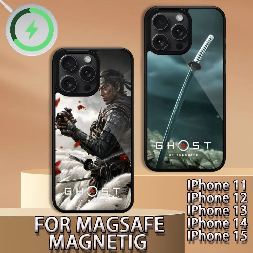 Game G-Ghost of Tsushima  Phone Case For iPhone 15 14 13 12 11 Pro Max Plus Magsafe Magnetic Wireless Charging Cover