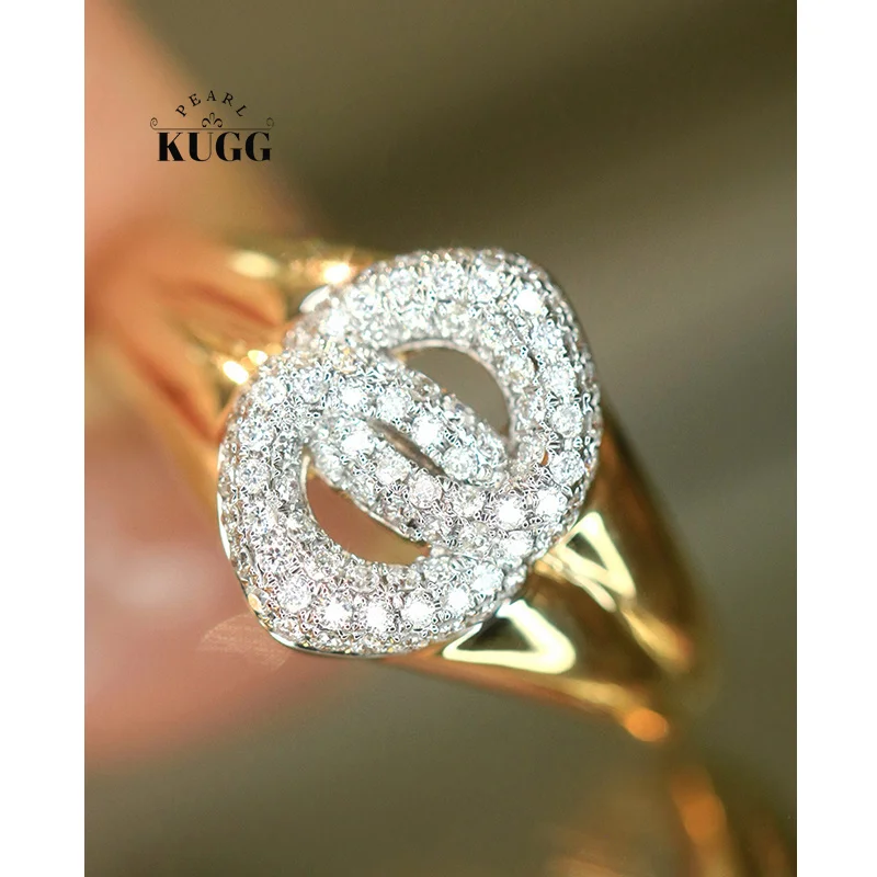 

KUGG 100% кольца из желтого золота 18 карат, модный блестящий дизайн, 0,32 карата, обручальное кольцо с настоящим натуральным бриллиантом для женщин, ювелирные изделия для вечеринок