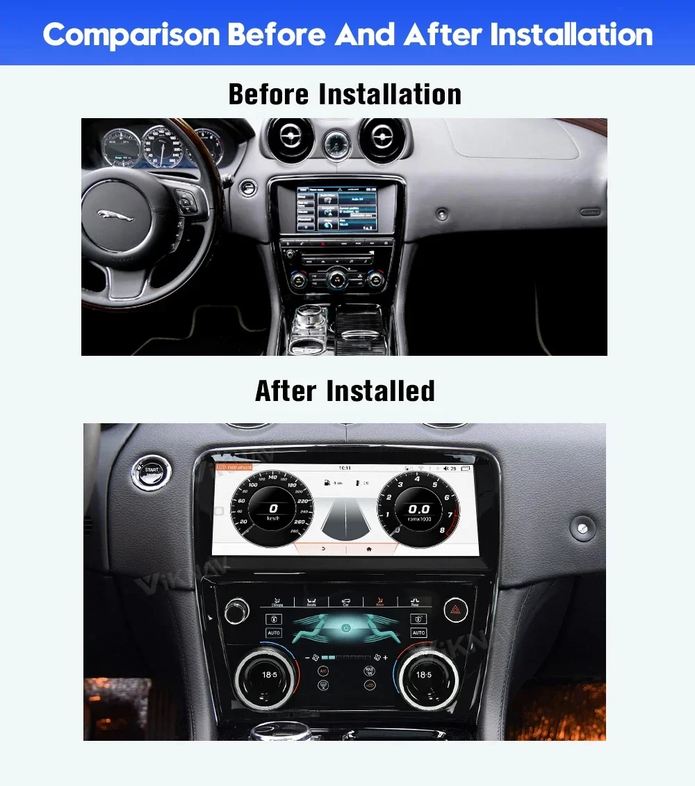 For Jaguar XJ XJL XJR 2009-2016 10.25Inch Andorid 12 Car Radio With AC Panel Multimedia Player GPS Navigation Upgrade LCD Screen