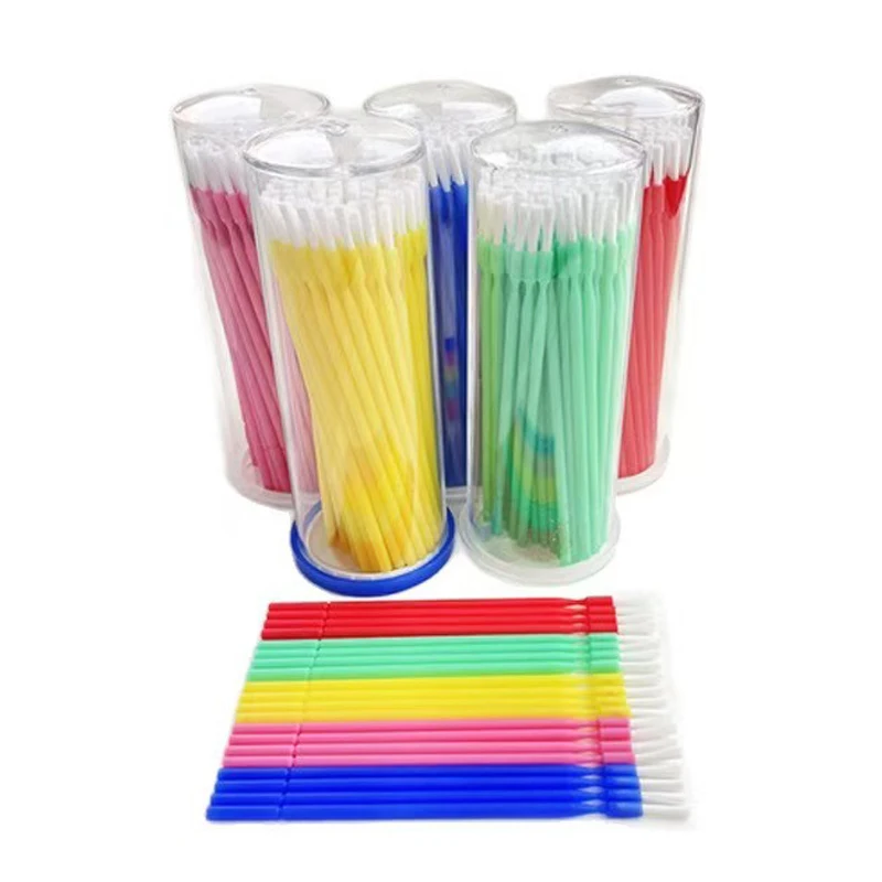 

100 шт./флакон, Стоматологические микрощетки, одноразовые аппликаторы, длинные гибкие щетки для отбеливания зубов, микрощетки-аппликаторы