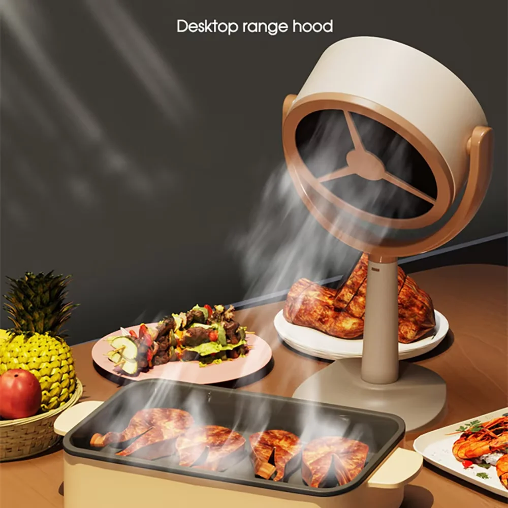 Portable Desktop Range Hood Adjustable Angle Extractor Exhaust Cooker Small Ventilator Big Suction For Smoking Home Kitchen BBQ