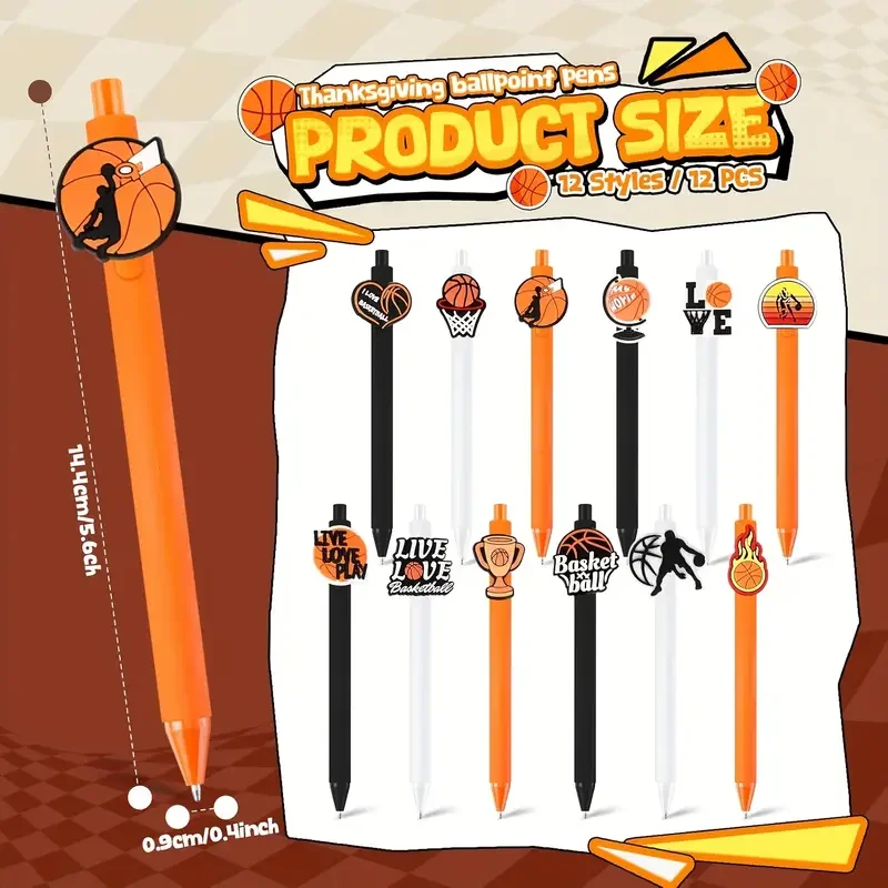 12 قطعة أقلام كرة السلة الرياضية تحت عنوان هدايا عيد الميلاد طالب القرطاسية الهدايا مكتب الفصول الدراسية هدايا الحفلات #3