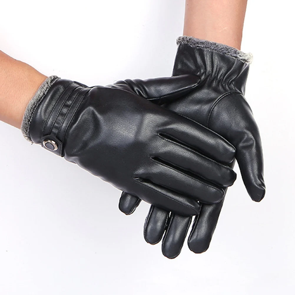 

1 Pair Pu Screen Gloves Waterproof Winter Cycling Gloves Cold Weather Protection For Outdoor Men Women