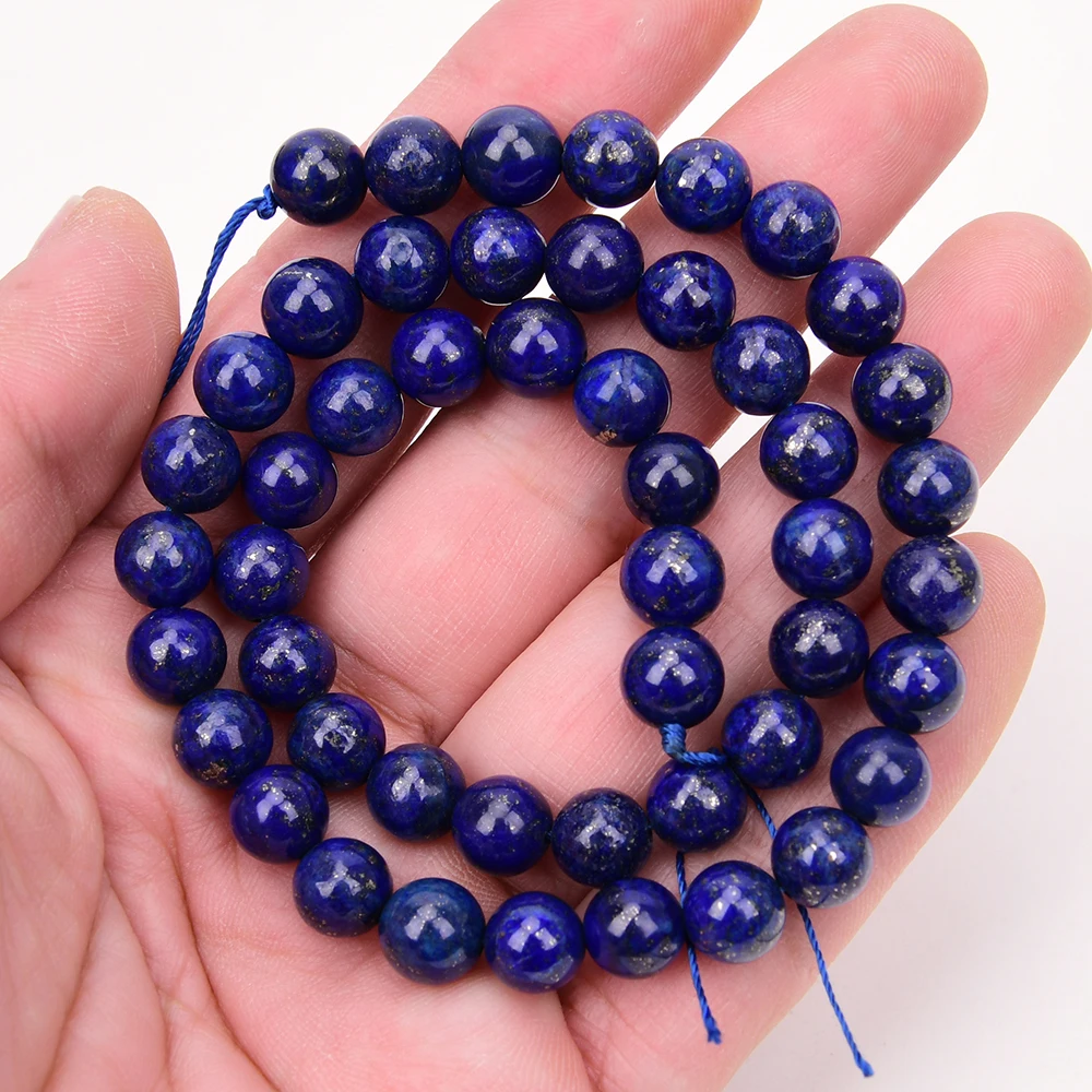 APDGG 2 Strands 8MM Natural Blue Lapis Lazuli Smooth Round Shape Loose Beads 15.5