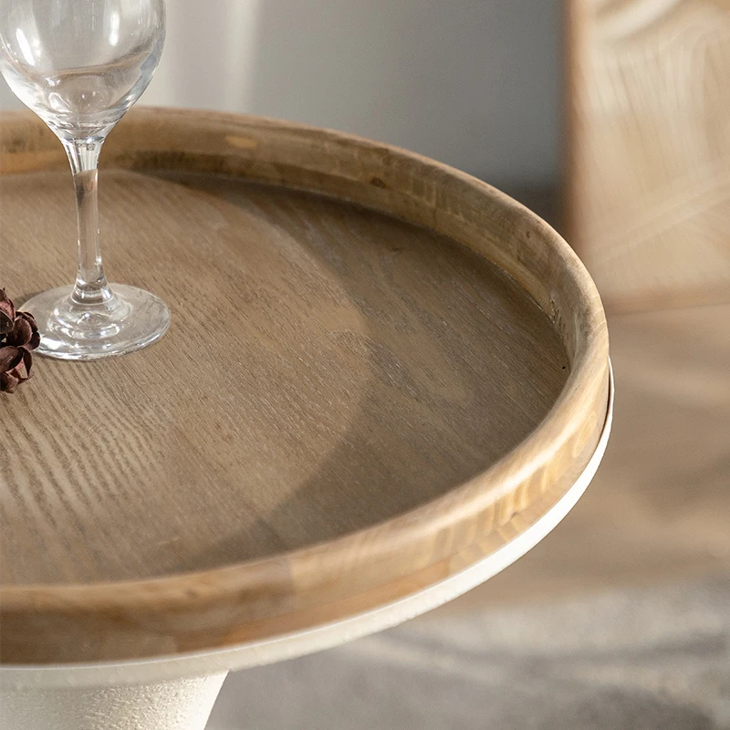 طاولة نهاية زاوية Wabi-Sabi، مكتب شاي مستدير ريفي، مقعد جانبي عتيق لصالة أريكة المقهى أو منطقة المعيشة في غرفة النوم #4