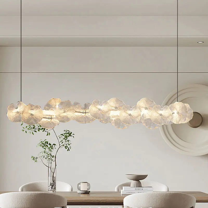 ضوء معلق للمطاعم، طاولة بار فاخرة حديثة، تركيبات إضاءة مبتكرة بخط واحد طويل على شكل زهرة #5