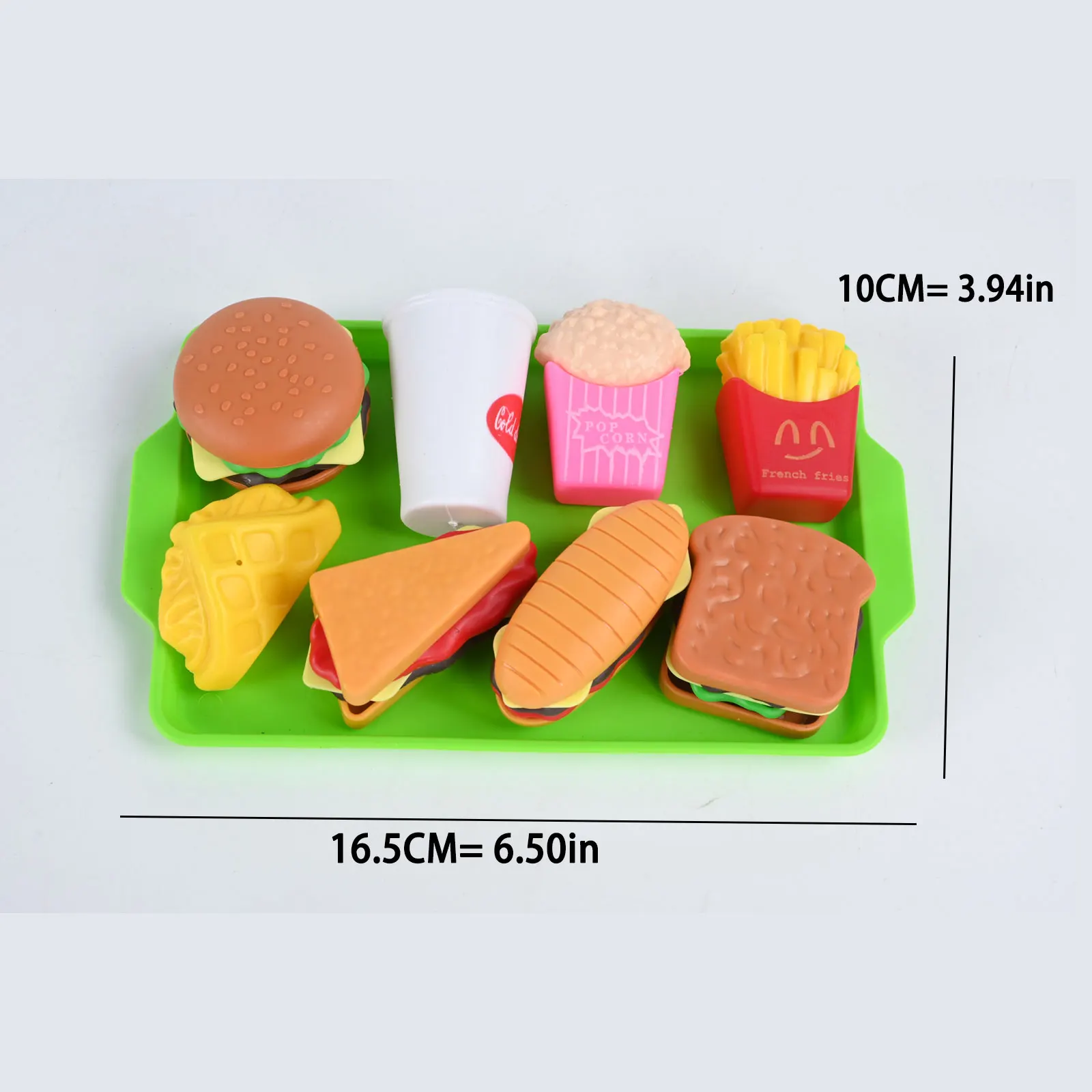 Hamburger 9-delige set maaltijd, frietjes sandwich, westerse keuken simulatie, thuis gekookt voedsel, jongens en meisjes, kinderspeelgoed