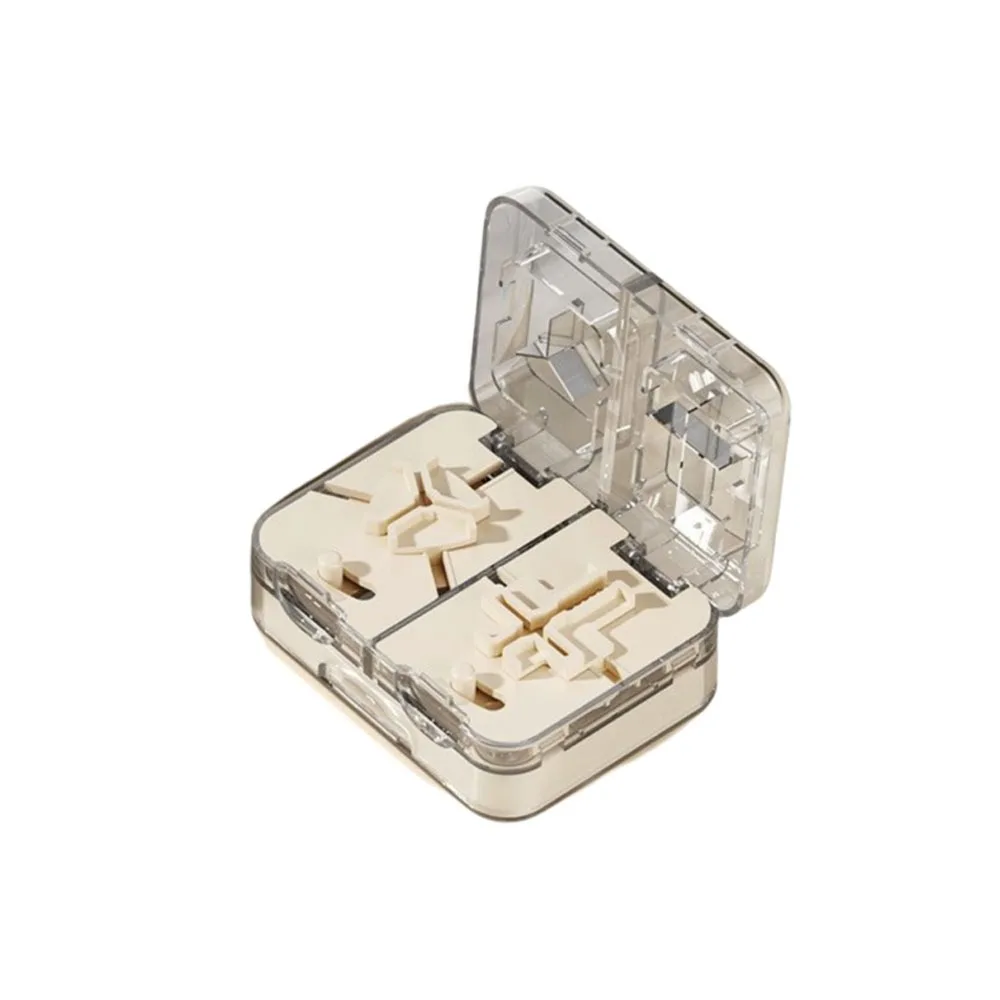 

Practical Plastic Double-Layer Pill Box Sealed Moisture-proof Medicine Crusher with Pill Cutter Pill Organizer Elderly