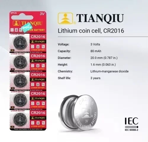 CR2016 TIANQIU Lithium Button Battery BR2016 DL2016 LM2016 3V CR 2016 Coin Cell Watch Batteries for Watch Toys Clock Remote