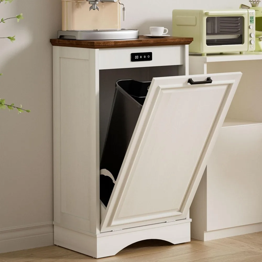 

AHB 13 Gallons Tilt Out Trash Cabinet Hidden Kitchen Trash Can Cabinet Freestanding Recycling Cabinet with Deodorizing Function