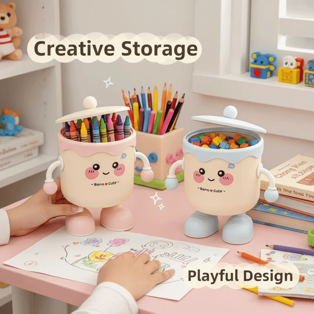 Holder Cartoon Style Desktop Organiser Space-Saving Design Multipurpose Pen Holder New Design Makeup Brush Storage Study Desk