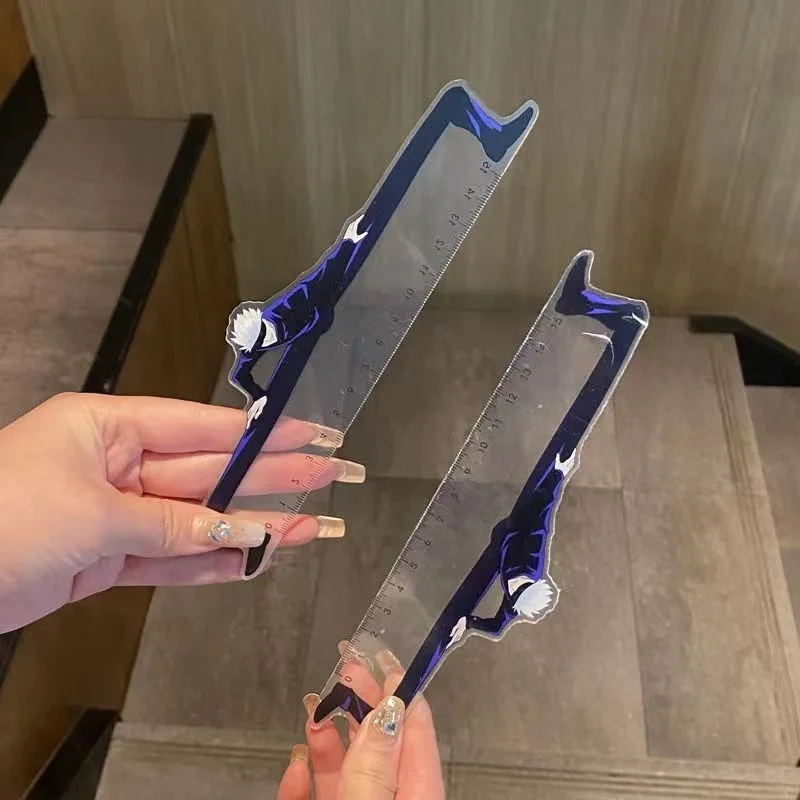 15CM Jujutsu Kaisen Satoru Gojo Funny Plastic Straight Ruler Transparent Drawing Tool Boy Girl School Stationery Rulers Gifts