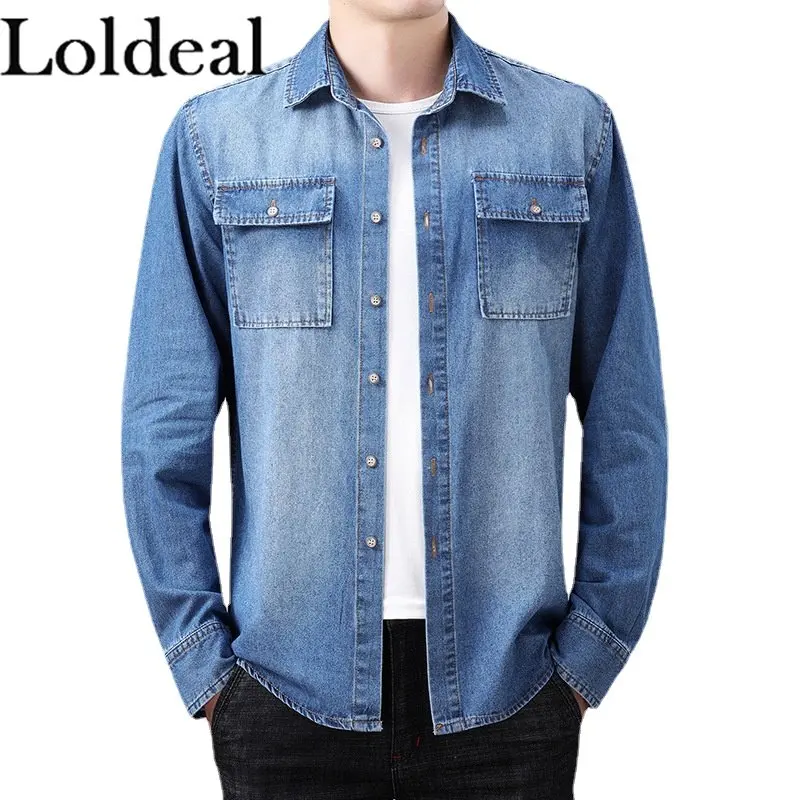 

Men's Regular-Fit Long-Sleeve Denim Shirt