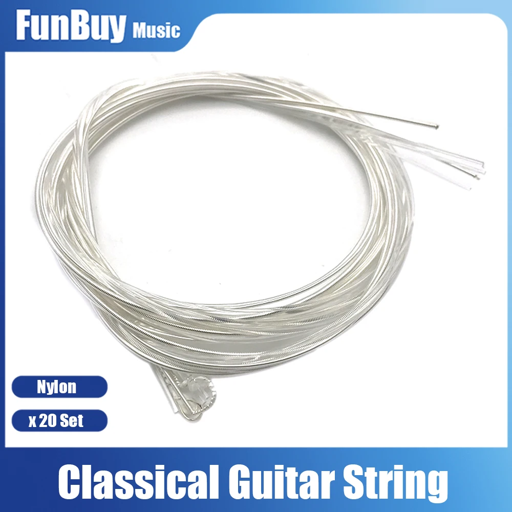

Струны для классической гитары, серебристые нейлоновые струны, 1 м, 1-6 E, B, G, D, E, хит продаж, аксессуары для гитары, 20 комплектов
