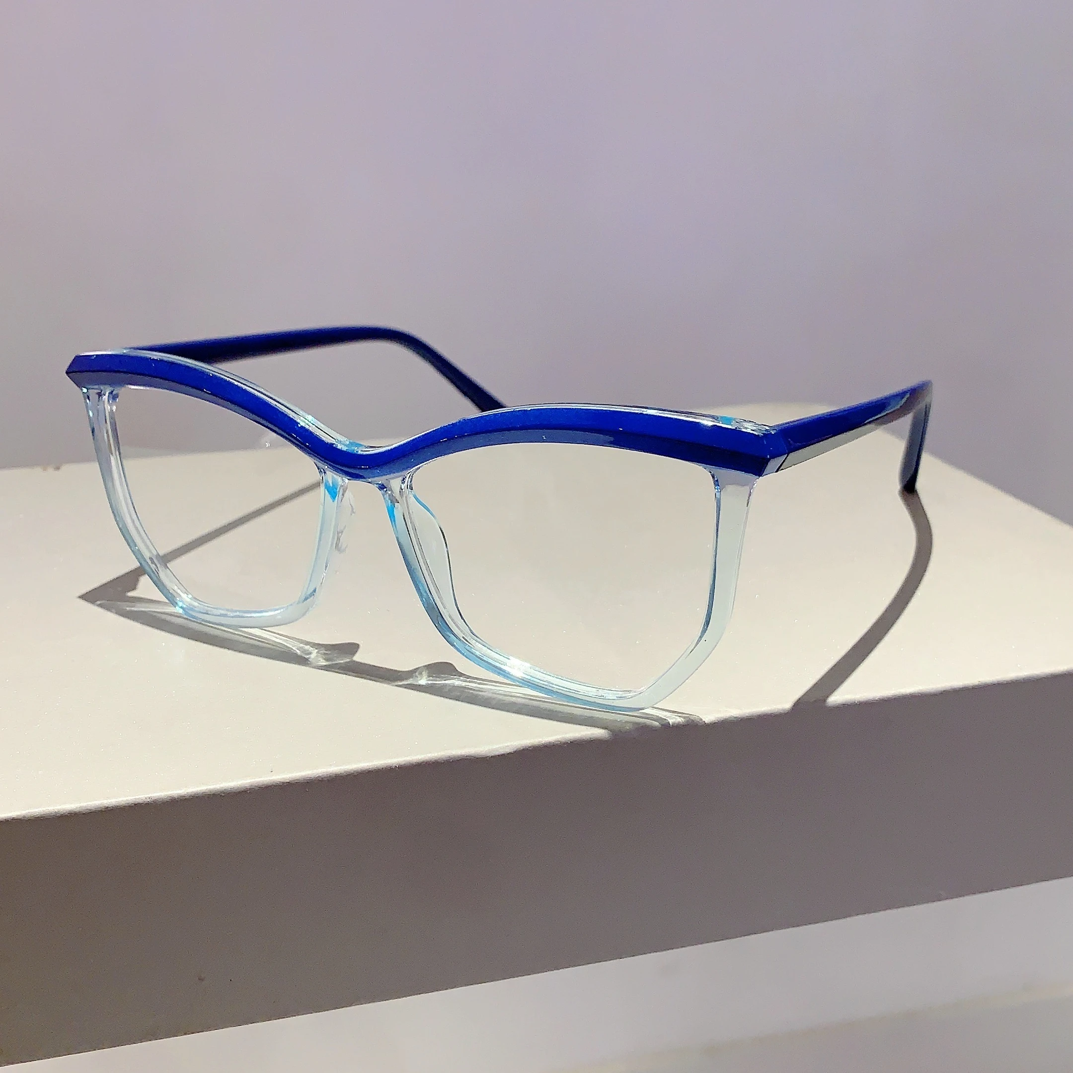 KAMMPT Irregular Rim Non-prescription Eyeglasses 2024 New in Stylish Trendy Design Oversized Blue Light Blocking Women Eyewear