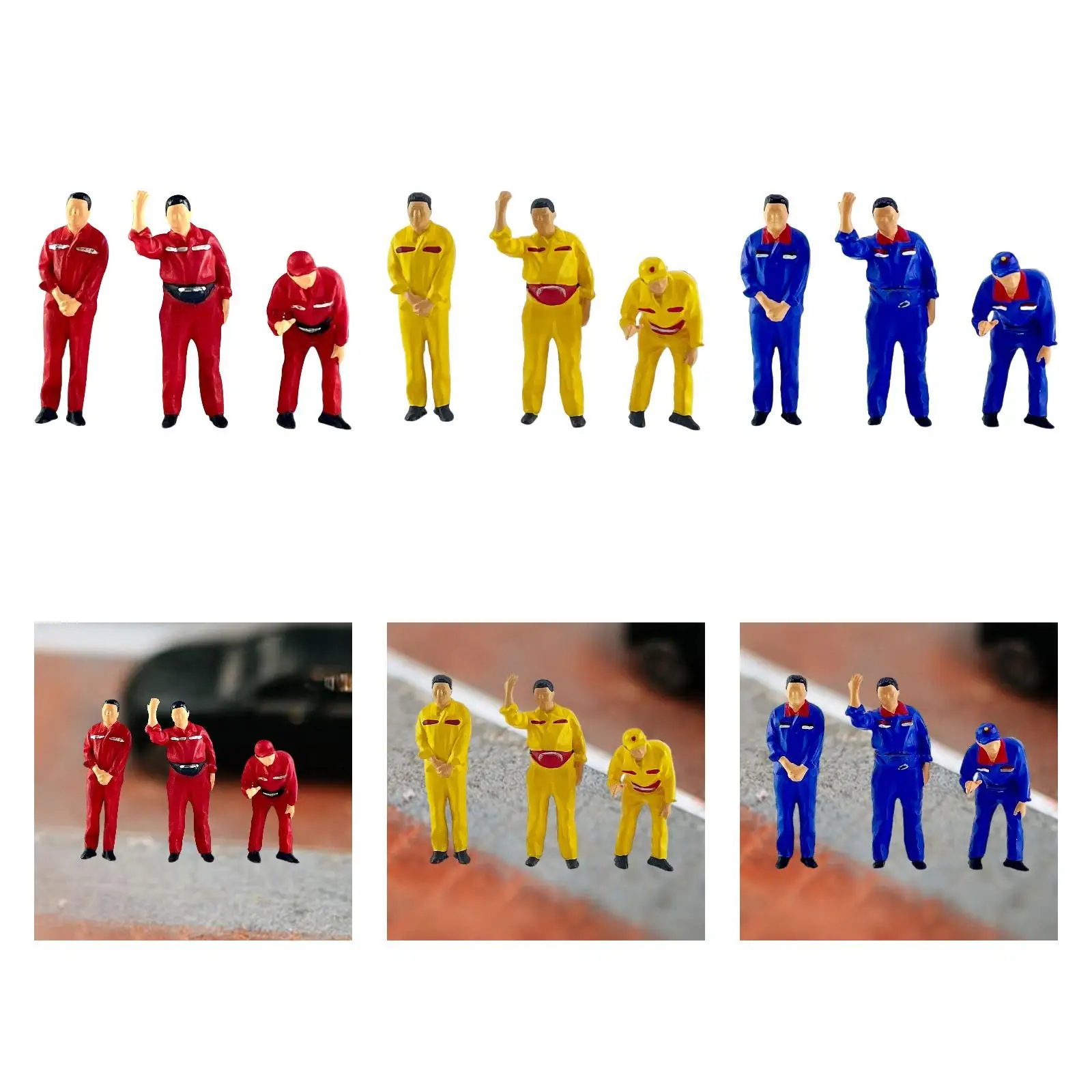 3x 1/64 modelo em miniatura posto de gasolina figuras de pessoas presente para micro paisagens