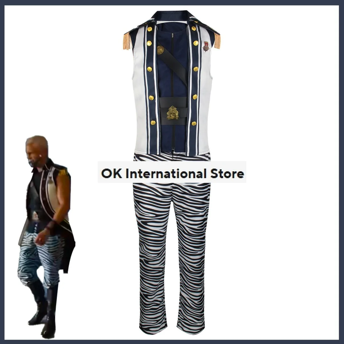 Live Action Movies Morgan Cosplay Costume Navy Uniform Tops Vest Coat Printing Pants Adult Man Halloween Carnival Suit