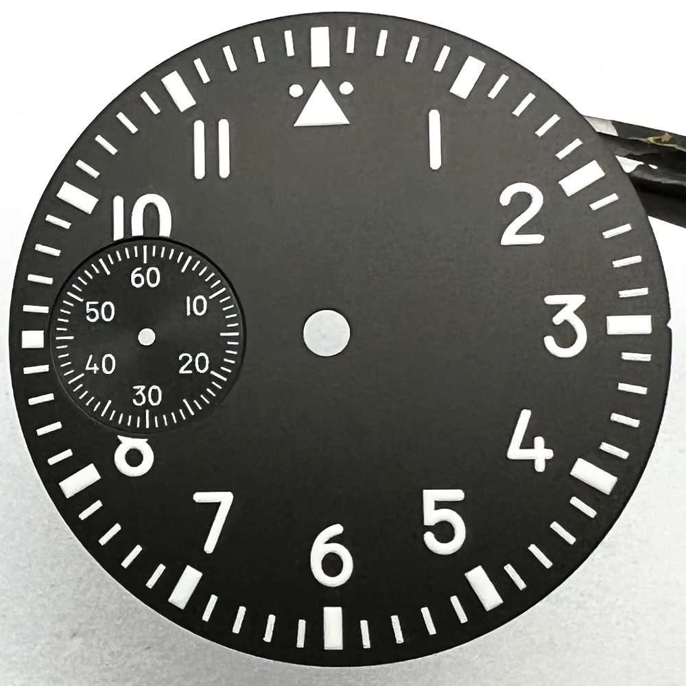 37mm Watch Dial Black Blue Green White Watch Dial Green luminous fit ETA 6497 Seagull ST3600 movement