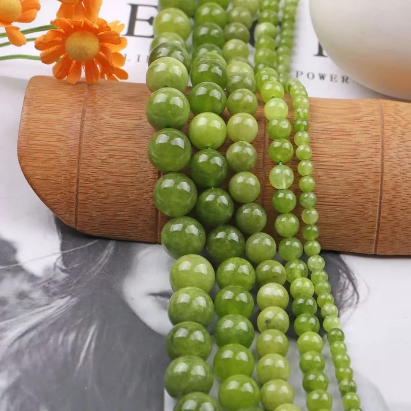 AAA Natural Chinese Jade Stone Beads Loose Round Green Gemstone For Jewelry Making DIY Bracelet Earrings Accessories 4-12MM