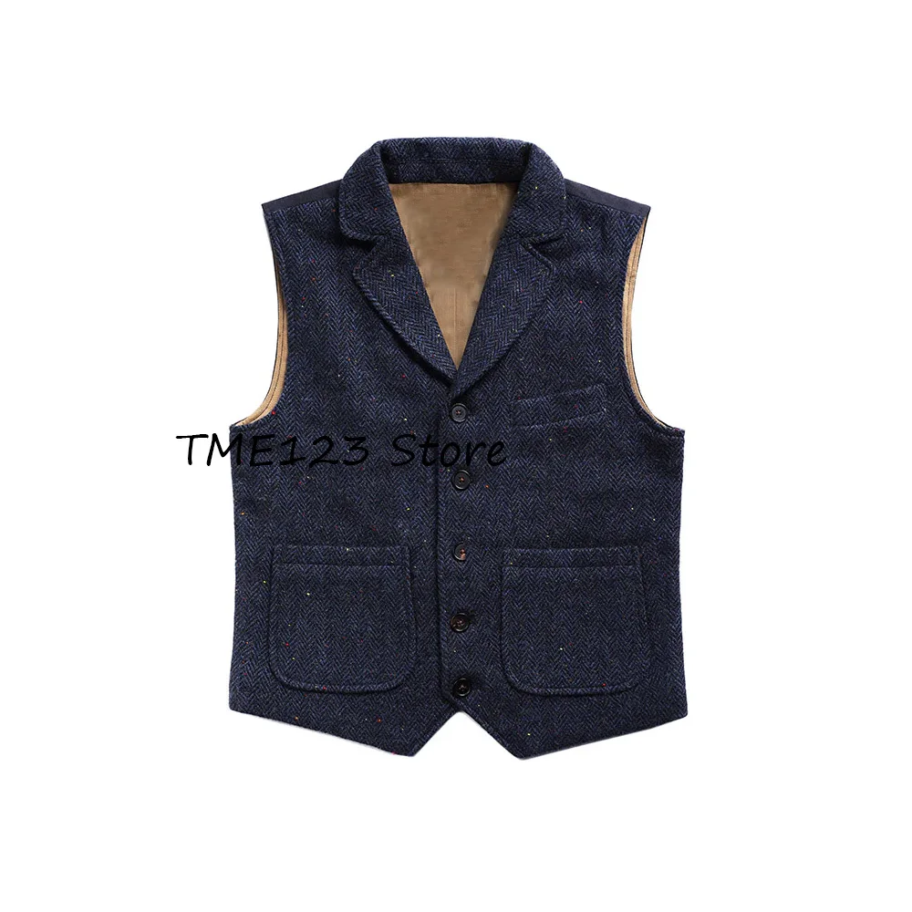 Suit Male Men's Vest Single-breasted Vintage Herringbone Fabric Elegant Man Vest Vests for Men Gilet Working Work Clothing Suits
