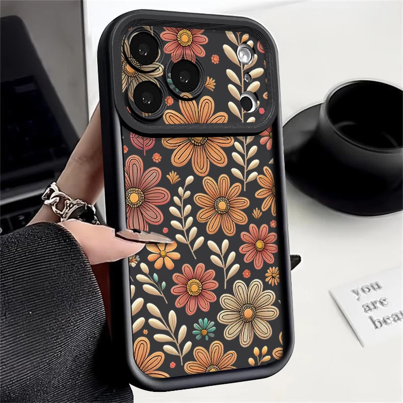 Cartoon Flowers TPU Case For iPhone 18 17 Pro Max 17e 14 16 Plus For iPhone 15 16 13 12 Pro Max 16e 11 Soft Silicone Phone Cover