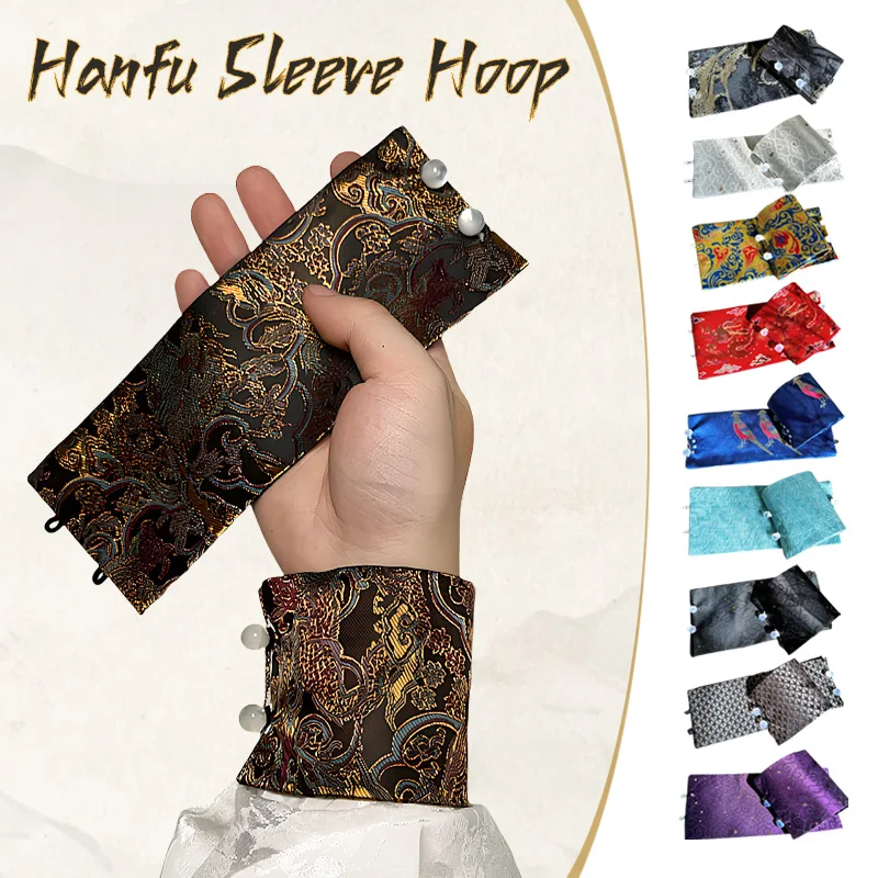 1Pair Button-down Cuffs Chinese Style Fake Sleeves Hanfu Sleeve Hoop Ancient Style Wristband Wrist Guard Cosplay Costume Bracer
