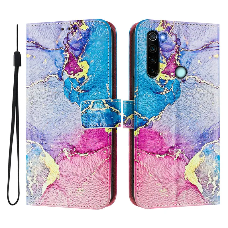 Note8 Leather Phone Case For Xiaomi Redmi Note 8 Pro 2021 7 6A 8A Note7 Flip Cover Wallet Magnetic Painted Cases Cat Flower Bear
