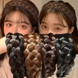 Wig Braided Headbands for Women Fishbone Wide Twist Hairbands Handmade Head Hoop Hair Bands Styling Headwear Accessories Gift