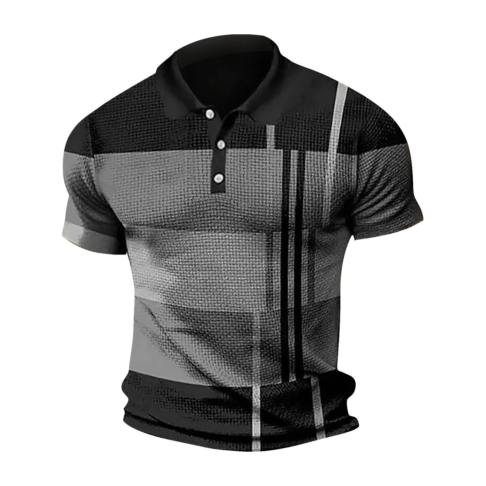 

2026 Summer New Men's Polo Shirt Short Sleeve Color Block Zipper T-Shirt Top