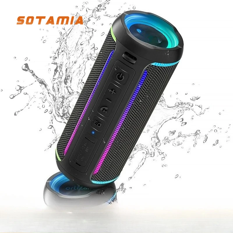 

SOTAMIA 1 шт. портативный Bluetooth-динамик аудио длительный срок службы батареи высокая мощность водонепроницаемый уличный сабвуфер динамик