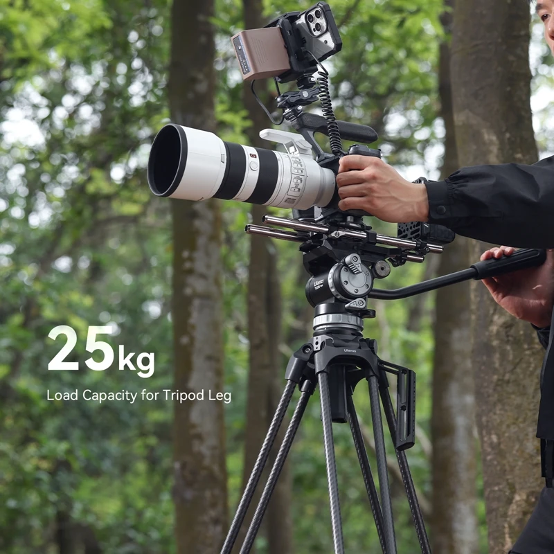 Ulanzi Video Fast Heavy Duty Carbon Fiber/Aluminum Tripod 10KG Load for Outdoor Photograph Camera Tripod with Fluid Head QR