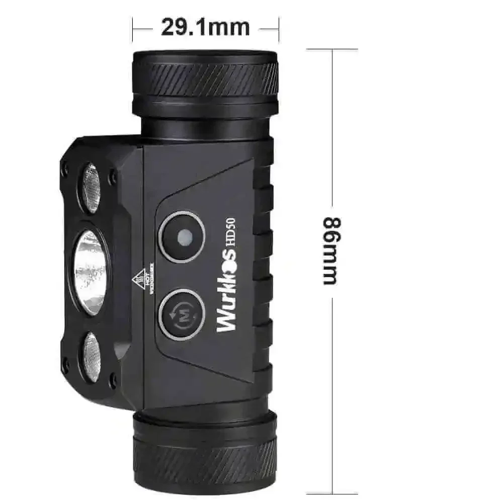Mini torcia frontale Wurkkos HD50 a doppia sorgente da 4000 lumen