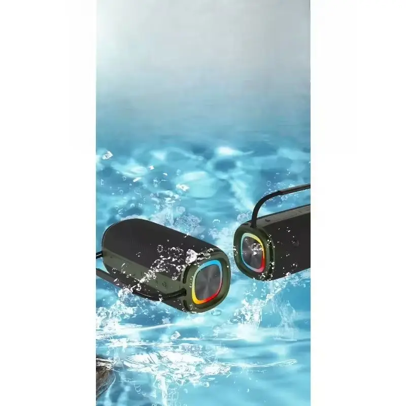 

Красочный Bluetooth-динамик с двойной диафрагмой и ярким RGB-подсветкой, 10 Вт, стереозвук объемного звучания, IPX6, водонепроницаемый портативный уличный аудио