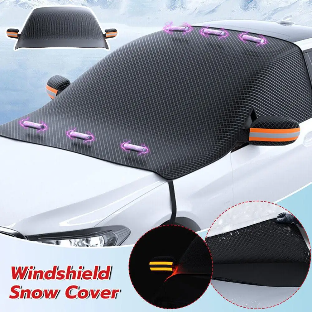 Winter Car Snow Cover Magnetic Thickened Waterproof Strip Warning Universal Reflective Windshield Protection Oxford Safety P5A1