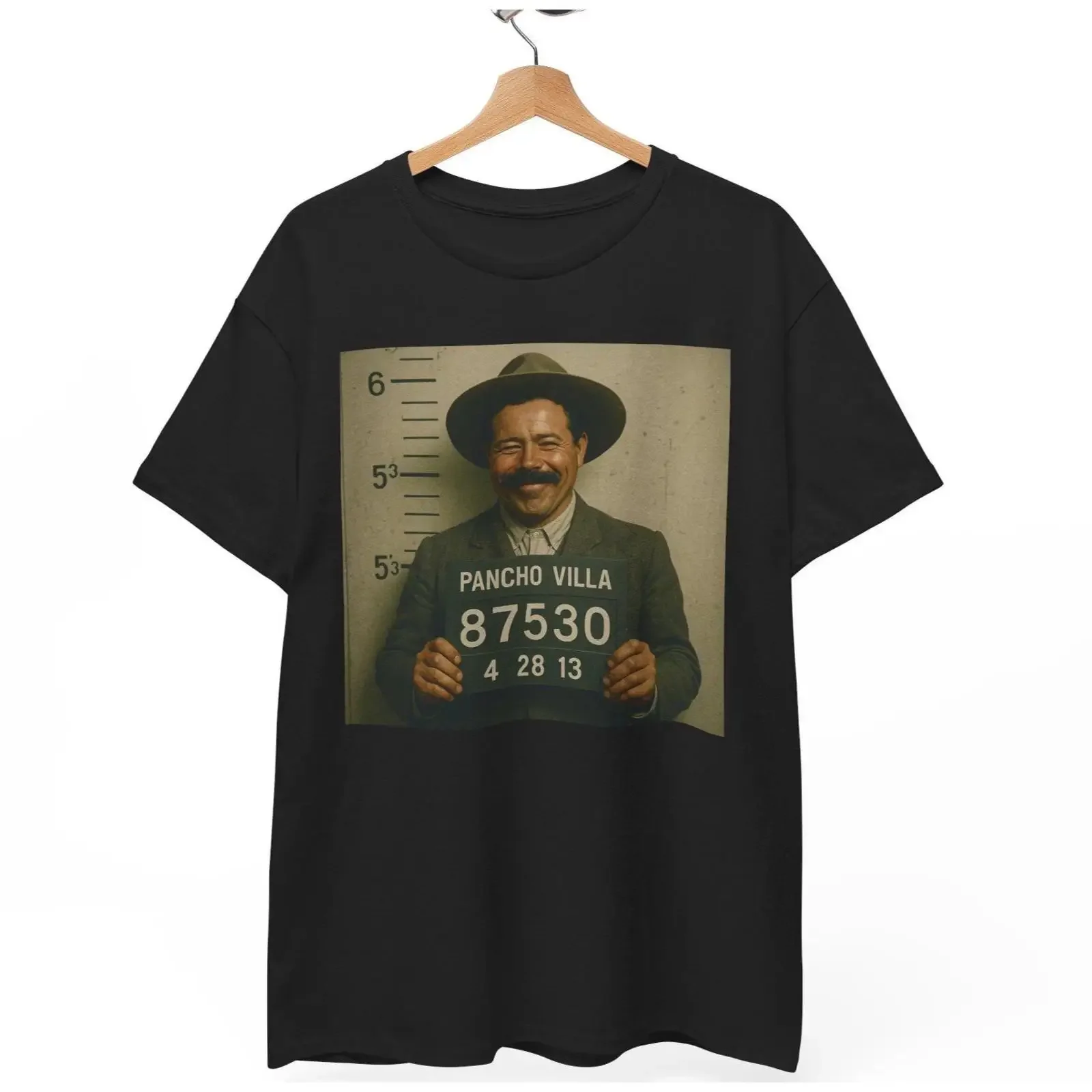 Pancho Villa Mugshot T Shirt Funny Mexican History Meme vintage Washed Stretched Soft graphic Breathable fashion homme