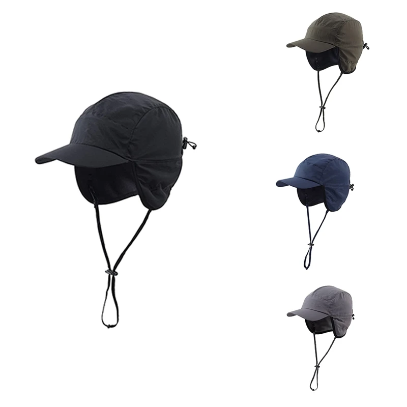 Waterproof Winter Hats Warm Polyester Lined Earflaps Baseball Cap