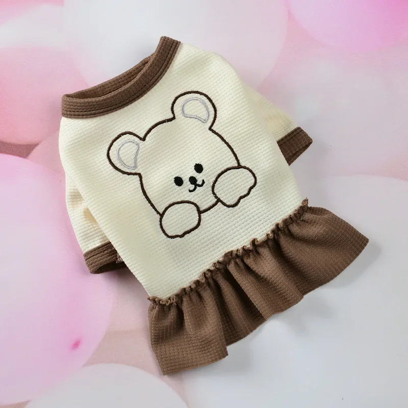 Cute Couple Dog Clothes For Dog Dresses Pet Shirt Waffle Cat Dog Shirt Puppy Pet Skirt Clothing For Dogs Cats Chihuahua Yorkie