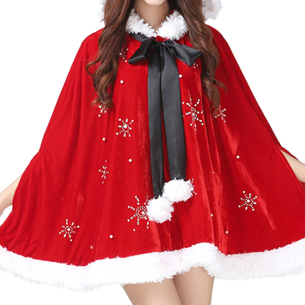 Volwassenen Kerstfeest Mantel Rode Capuchon Cape Kerstkostuum Cosplay Robe voor Kerst Maskerade Partij (Rood, Gemiddelde Grootte)