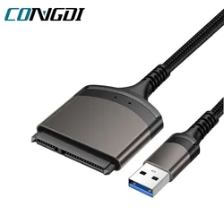 USB 3.0 to SATA III Hard Driver Adapter for 2.5 Inch HDD SSD, Aluminum Shell Nylon Type C to Sata Cable Data Transfer Converter