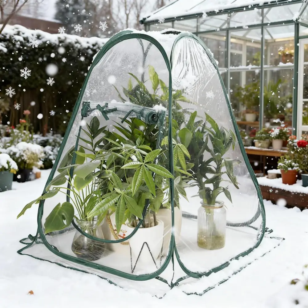 

Mini Portable Folding Pop up Greenhouse PVC Transparent Flower Shelter Balcony Patio Plant Flower Succulent Warm Insulation Shed