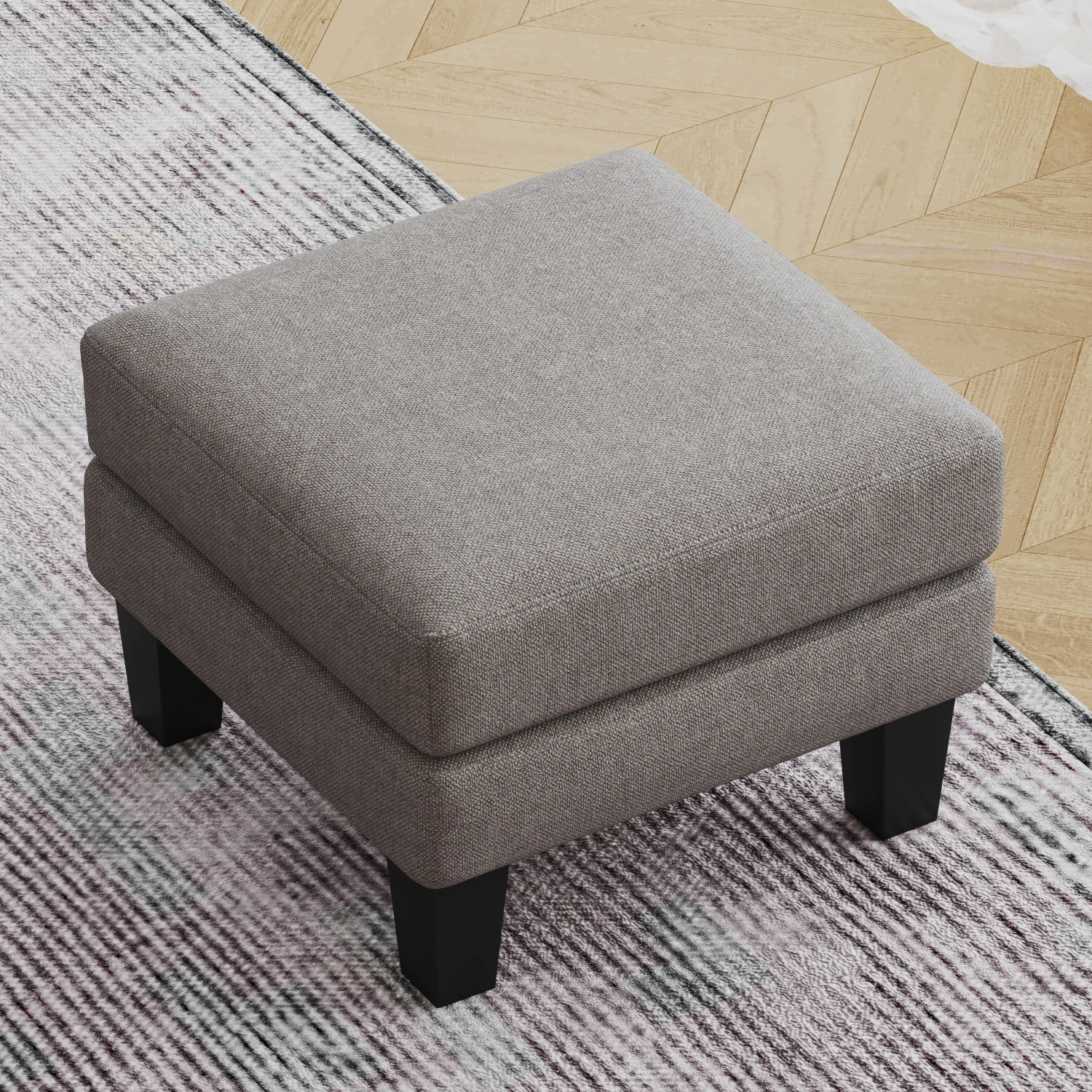 Fabric Ottoman Light Grey