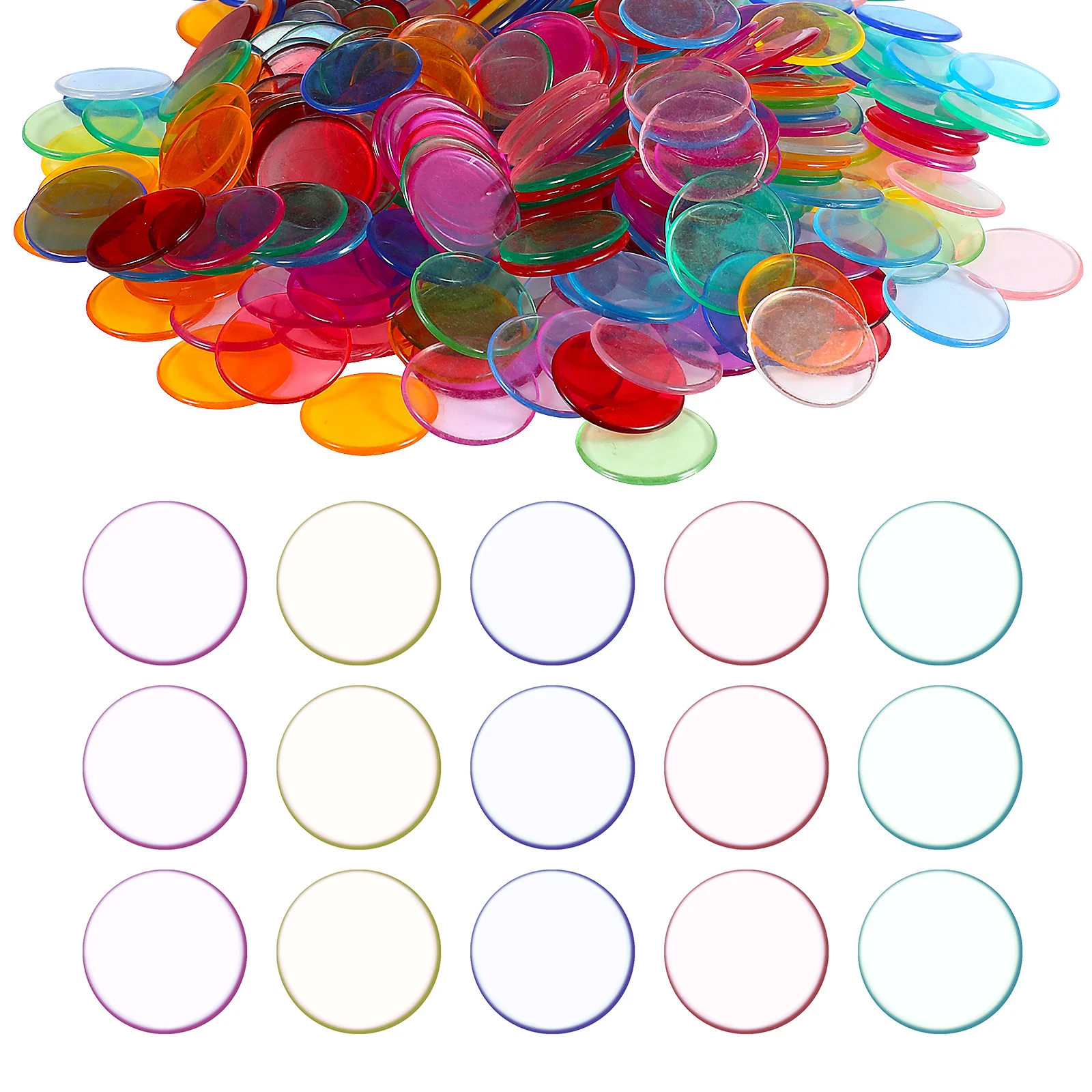 

400 шт. красочные чипсы для бинго, прочные пластиковые круглые кусочки для игр в бинго, счетные классные маркеры, счетные круглые фишки