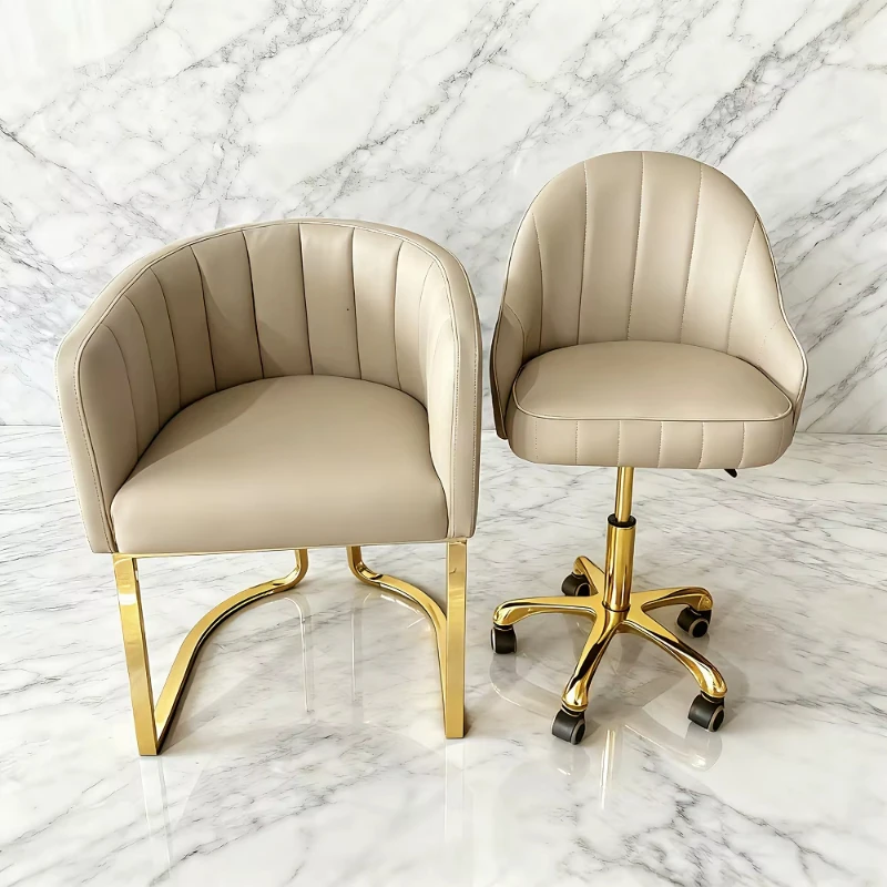

Modern Leather Beauty Salon Furniture Adjustable Height Foot Stool Technician Chair Back